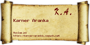 Karner Aranka névjegykártya